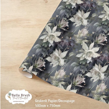 WRAPPING PAPER MIDNIGHT FLORAL GARDEN 500X750MM