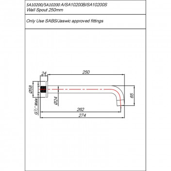 SPOUT NEO WALL BLACK SA10200B  BLUTIDE