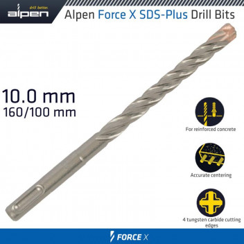 ALPEN FORCE X 10.0 X 160/100 SDS-PLUS DRILL BIT X4 CUTTING EDGES