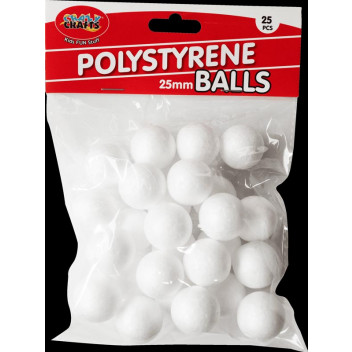 ROUND CRAFT FOAM BALL 25MM 25PIECE