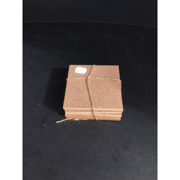WOOD COASTER ROUND 6PIECE