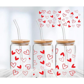 RED HEARTS WRAP VINYL CRAFT UV DTF STICKER