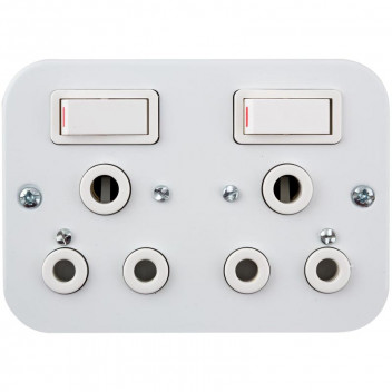 CLASSIC CRABTREE DOUBLE INDUSTRIAL SURFACE SOCKET SWITCH 100X100