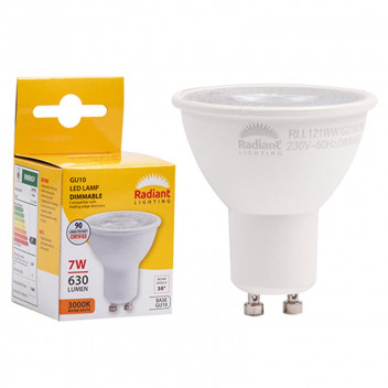 RADIANT LED BULB GU10 7W DIMM 3000K