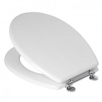 REGAL CHROME HINGE WHITE WOOD TOILET SEAT