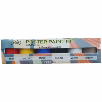 ATLAS GOUACHE CRAFT POSTER PAINT 6X50ML KIT