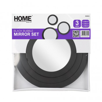 HOMEQUIP BLACK BUBBLE MIRROR 20X20CM 25X25CM 30X30CM 3PIECE