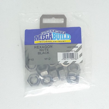 BLACK HEXAGON NUT M12 P10