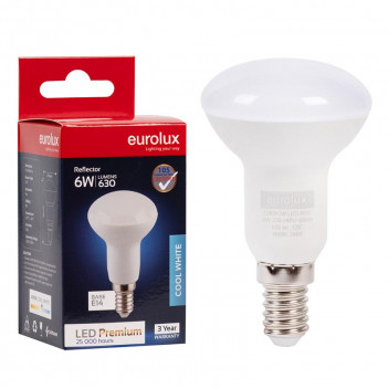 EUROLUX COOL WHITE REFLECTOR LED BULB R50 E14 6W 240V
