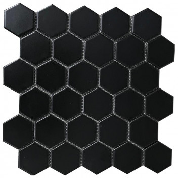 GLOBAL STONE HEXAGONAL PORCELAIN BLACK MATT 270X285MM