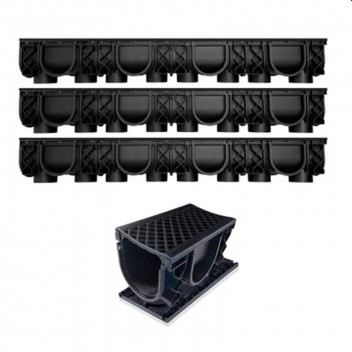 CHANNEL DRAIN QUALIDRAIN LITE BLACK 3M PACK GRATE SEAQUAL.