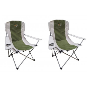 ORYX DELUXE FOLDING ARMCHAIR GREEN 12OKG 2 PACK