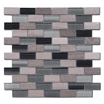 GLOBAL STONE MOSAIC GLASS STONE MIXED MYSTIC INTERLOCK 300X276MM