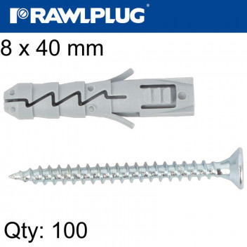 FIXING EXPANSION PLUG WITH SCREW 8X40MM TUB 100PIECE