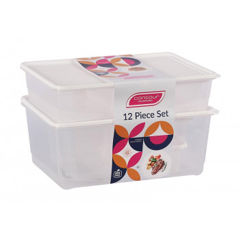 CONTOUR WHITE PLASTIC CONTAINER SET 12 PIECE