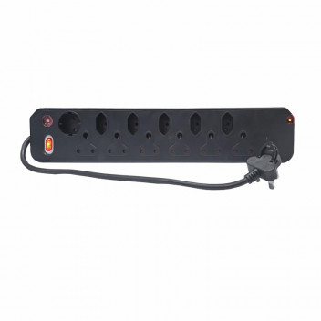 ELECTRICMATE BLACK 8WAY SINGLE MULTIPLUG SWITCH