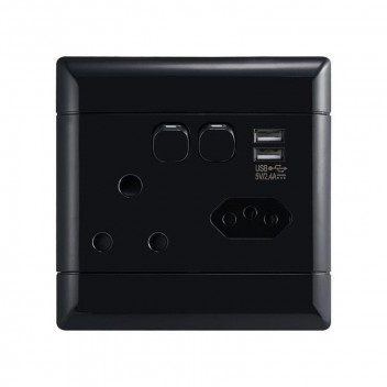 SWITCH SOCKET NESSE2UB44   BLACK  SINGLE+EURO+USBA+C FAST 100X100  NEU