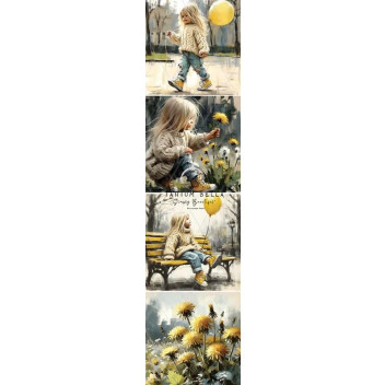 DECOUPAGE LITTLE GIRL IN YELLOW 4PP 4XBLOCKS