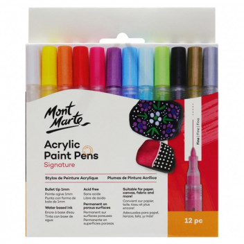 ATLAS CRAFT FINE TIP 1MM ACRYLIC PAINT PEN 12PIECE
