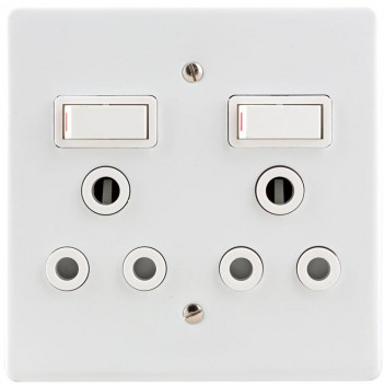 CRABTREE CLASSIC DOUBLE SOCKET SWITCH 100X100