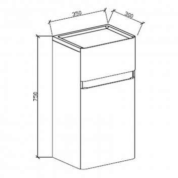 CLEAR CUBE MILAN WHITE SIDE CABINET 750X350X300MM
