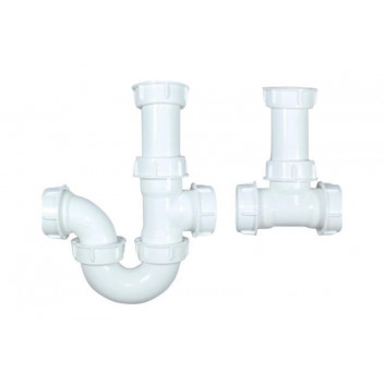 BRESCIA SINK PVC TRAP DOUBLE BOWL WHITE 40X40X300MM
