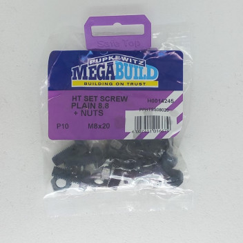 SAFETOP SCREW SET & NUT HIGH TENSILE 8X20MM 10PER PACK