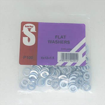 GALVANIZED FLAT WASHER 6MM 100PER PACK