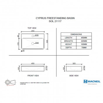 SOLO CYPRUS WHITE FREESTANDING BASIN