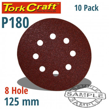 VELCRO SANDING DISC WITH HOLES 125MM 180 GRIT 10 PER PACK
