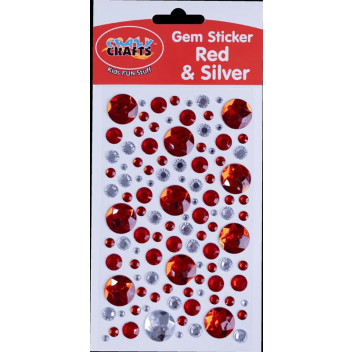 STICKER GEMS CRAFT RED AND SILVER