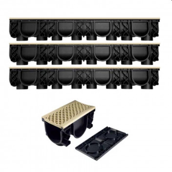 CHANNEL DRAIN QUALIDRAIN LITE SANDSTONE 3M PACK GRATE SEAQUAL.