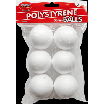 ROUND CRAFT FOAM BALL 55MM 6PIECE