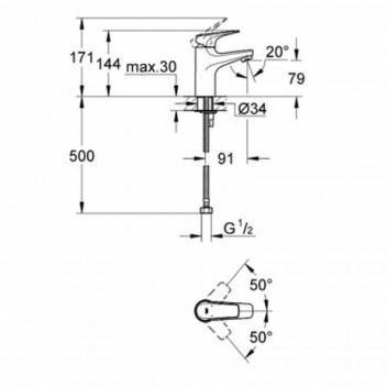 GROHE SHORT LEVER BAUFLOW BAASIN MIXER