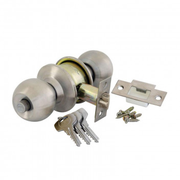 YALE SATIN SILVER ROUND CYCLINDER KNOBSET