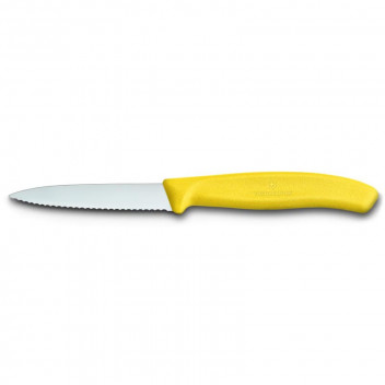 VICTORINOX PARING KNIFE WAVY EDGE YELLOW 8CM