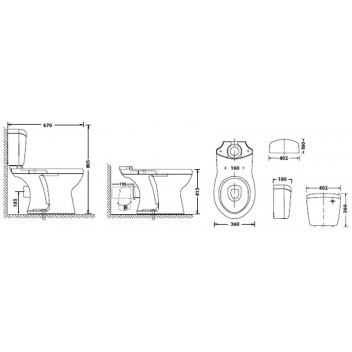 ASTINA TOILET SUITE WHITE FRONT FLUSH