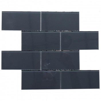 GLOBAL STONE GLASS SUBWAY MOSAIC CHARCOAL 300X300MM