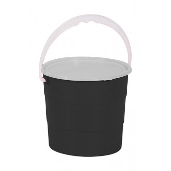 BLACK POLYPROPYLENE BUCKET WITH CLEAR LID 10L