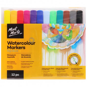 MARKER WATERCOLOUR CRAFT MMPM0043 WATER BASED 4MM BULLET TIP 12PIECE