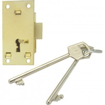 LOCK CUPBOARD 2L BRASS PLATED 64MM