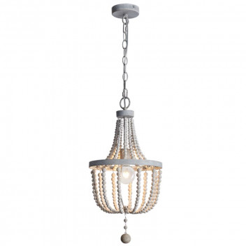 BRIGHTSTAR WHITE BEADS METAL AND WOOD CHANDELIER