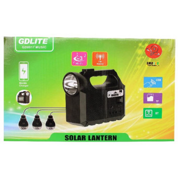 SOLAR LIGHT WITH RADIO SET INCL 3 LIGHTS AND CHARGER