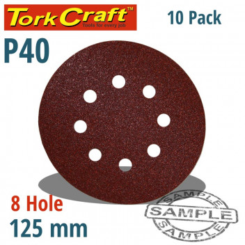 VELCRO SANDING DISC WITH HOLES 125MM 40 GRIT 10 PER PACK