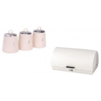 WAVES CREAM BREAD BIN PLUS 3 CANNISTER SET 4PIECE