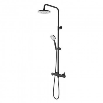 BIJIOU DURANCE BLACK WALL MOUNT SHOWER COLUMN INCLUDING MIXER 32MM
