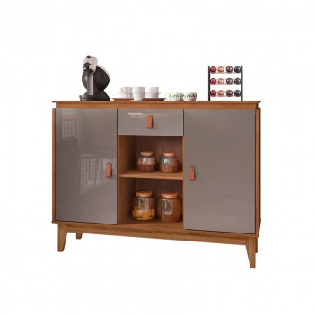 DIAMANTE BUFFET CABINET CEDAR PEARL GREY HIGH GLOSS 1XDOOR 1XDRAWER