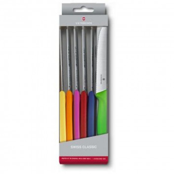SIX PIECES ASSORTED COLOURS STEAK KNIFE SET
