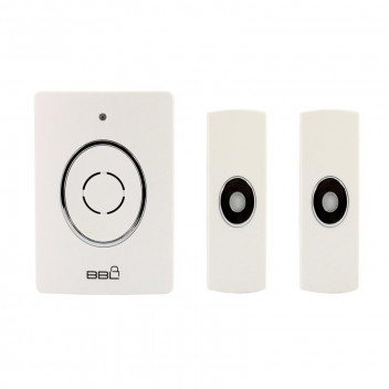 BBL WHITE WIRELESS DOORBELL 2X TRANSMITTER 1X RECEIVER 38 CHIMES