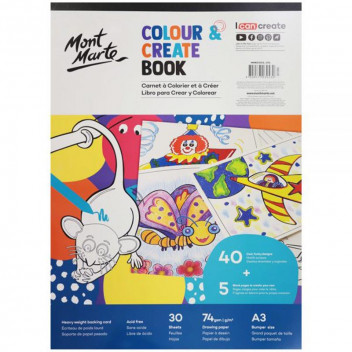 BOOK COLOURING CRAFT MMKC0215 COLOUR DRAW 30SHEETS 5BLANK SHEETS A3